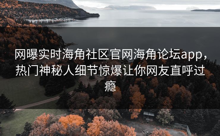 网曝实时海角社区官网海角论坛app，热门神秘人细节惊爆让你网友直呼过瘾