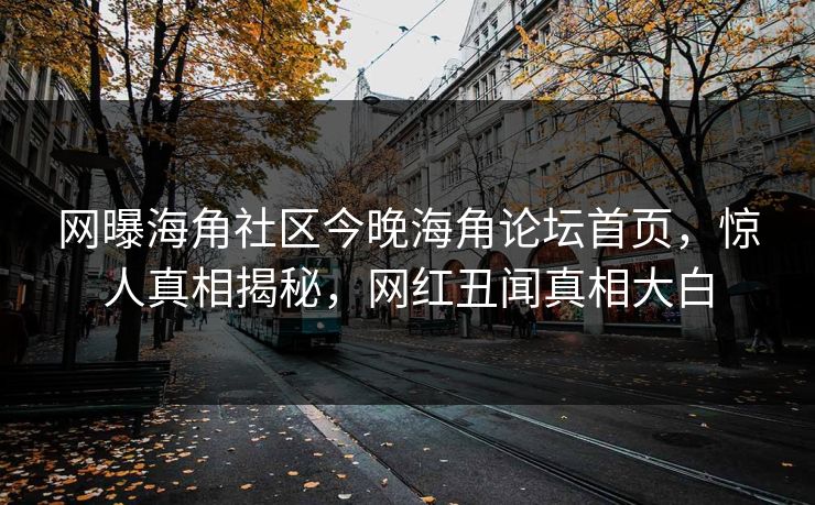 网曝海角社区今晚海角论坛首页，惊人真相揭秘，网红丑闻真相大白