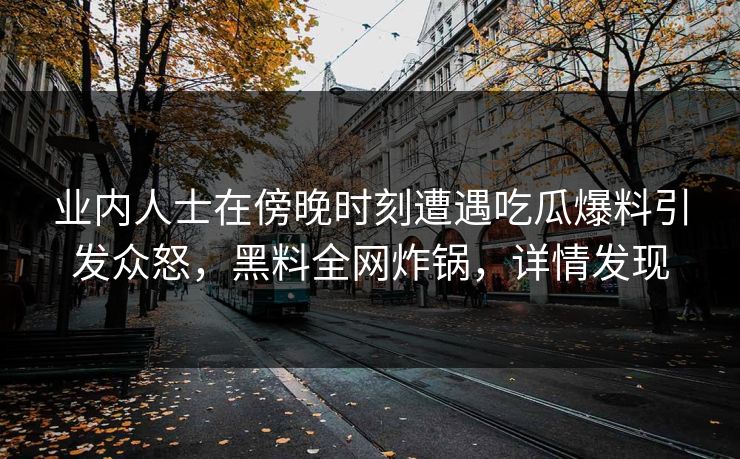 业内人士在傍晚时刻遭遇吃瓜爆料引发众怒，黑料全网炸锅，详情发现